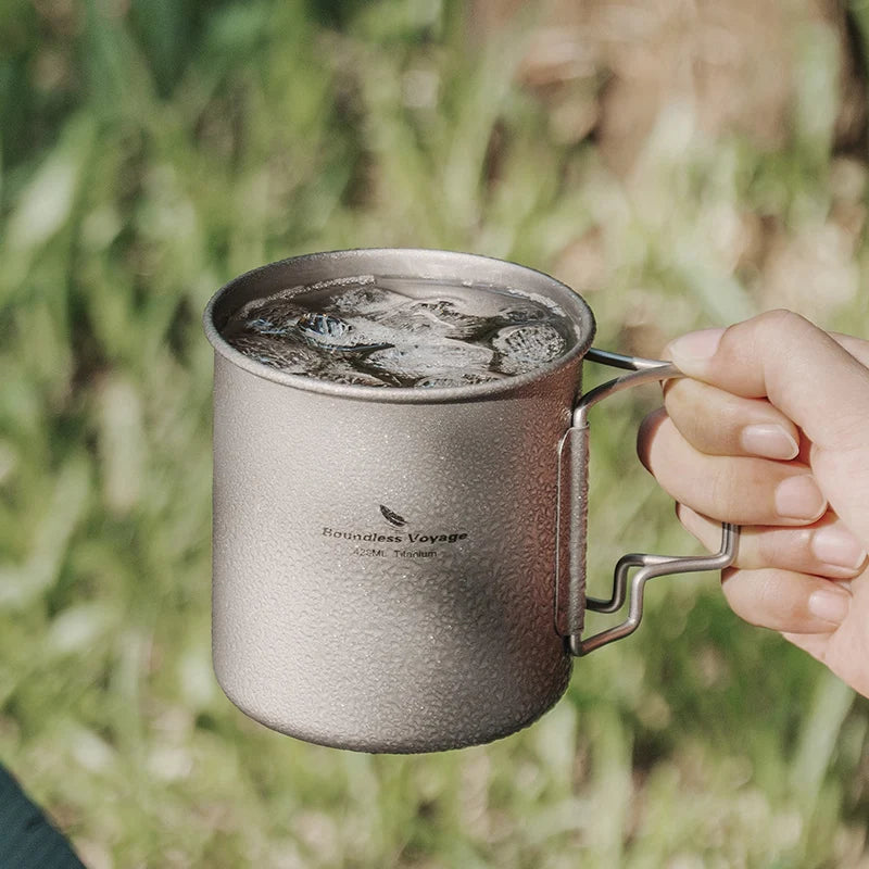 Boundless Voyage Ti3024D Titanium Mug — 420 ml, 77 g, Folding Handle