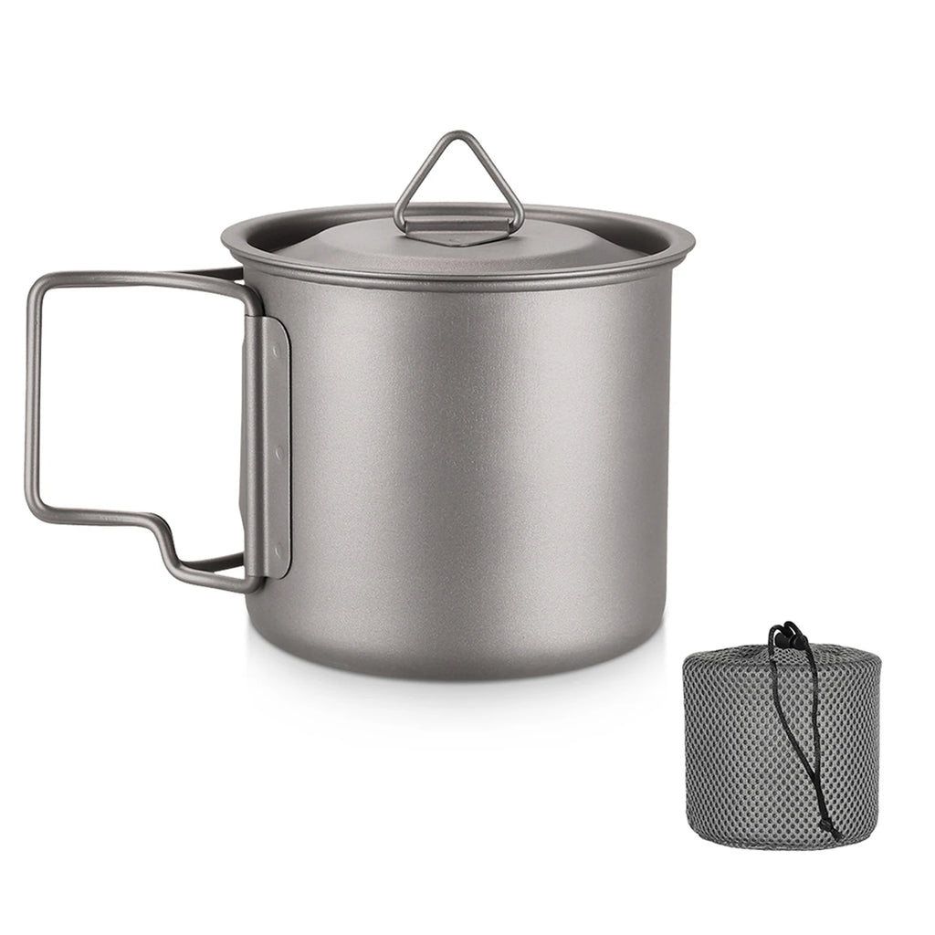 Titanium Mug With Lid — 300 to 750 ml, 75 to 121 g, Folding Handles