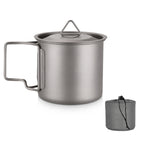 Titanium Mug With Lid — 300 to 750 ml, 75 to 121 g, Folding Handles