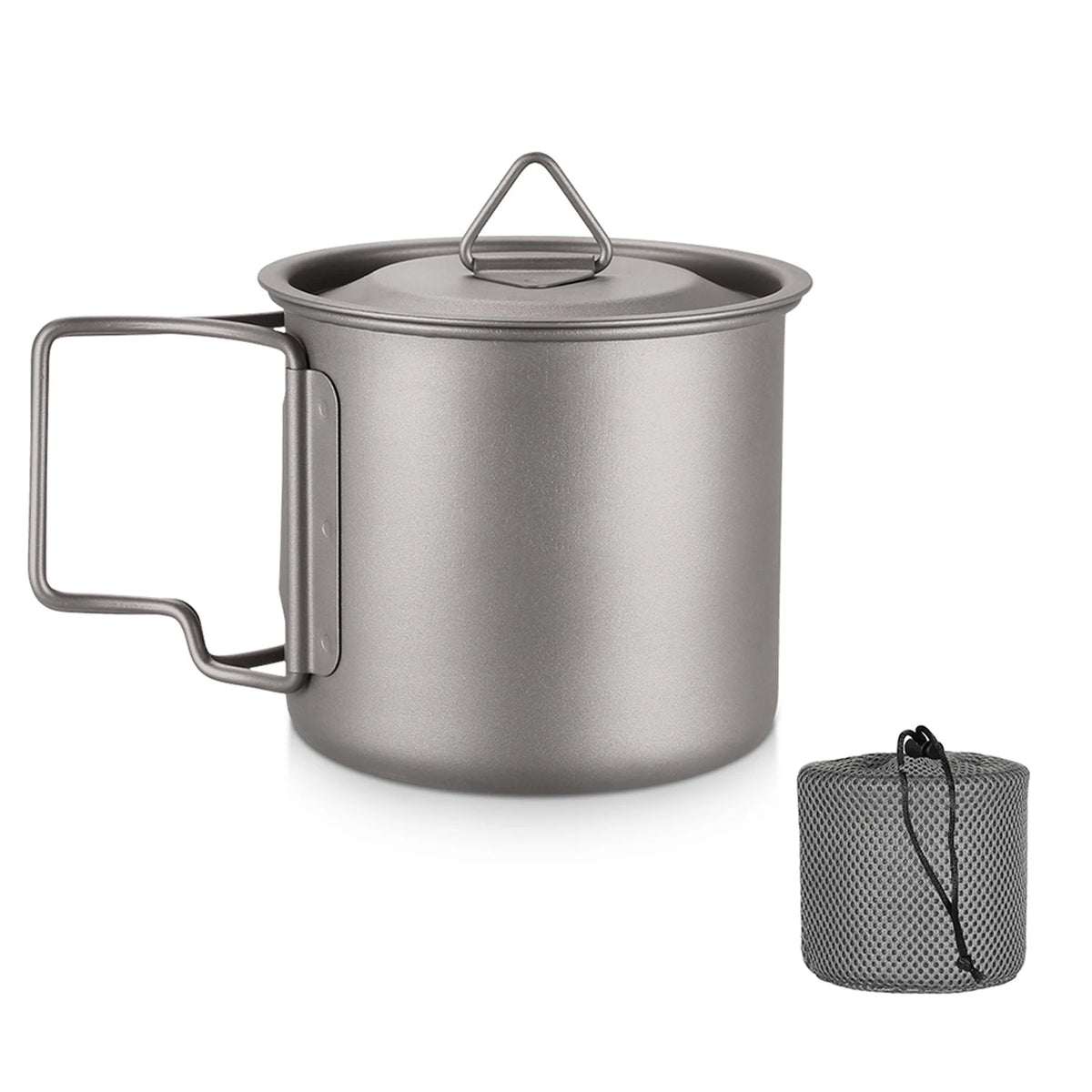 Titanium Mug With Lid — 300 to 750 ml, 75 to 121 g, Folding Handles