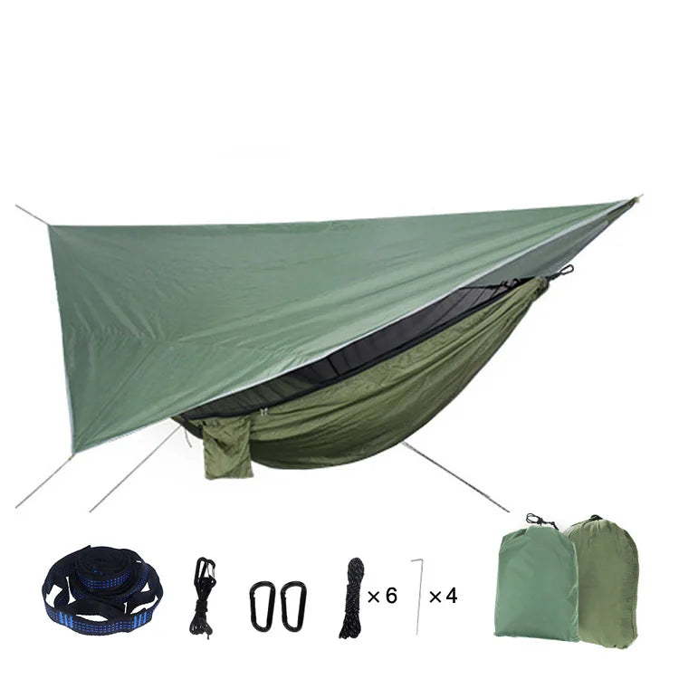 Hammock With Mosquito Net and Rain Fly — 290 × 140 cm, 850 g, 230 × 210 cm PU 2000 mm Fly