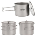 Titanium Pot With Lid — 750, 900 or 1,100 ml, 128 to 156 g, Folding Handles