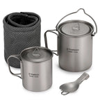 Titanium Cook Set — 750 ml Pot, 450 ml Mug and Spork, Nests in One Mesh Bag