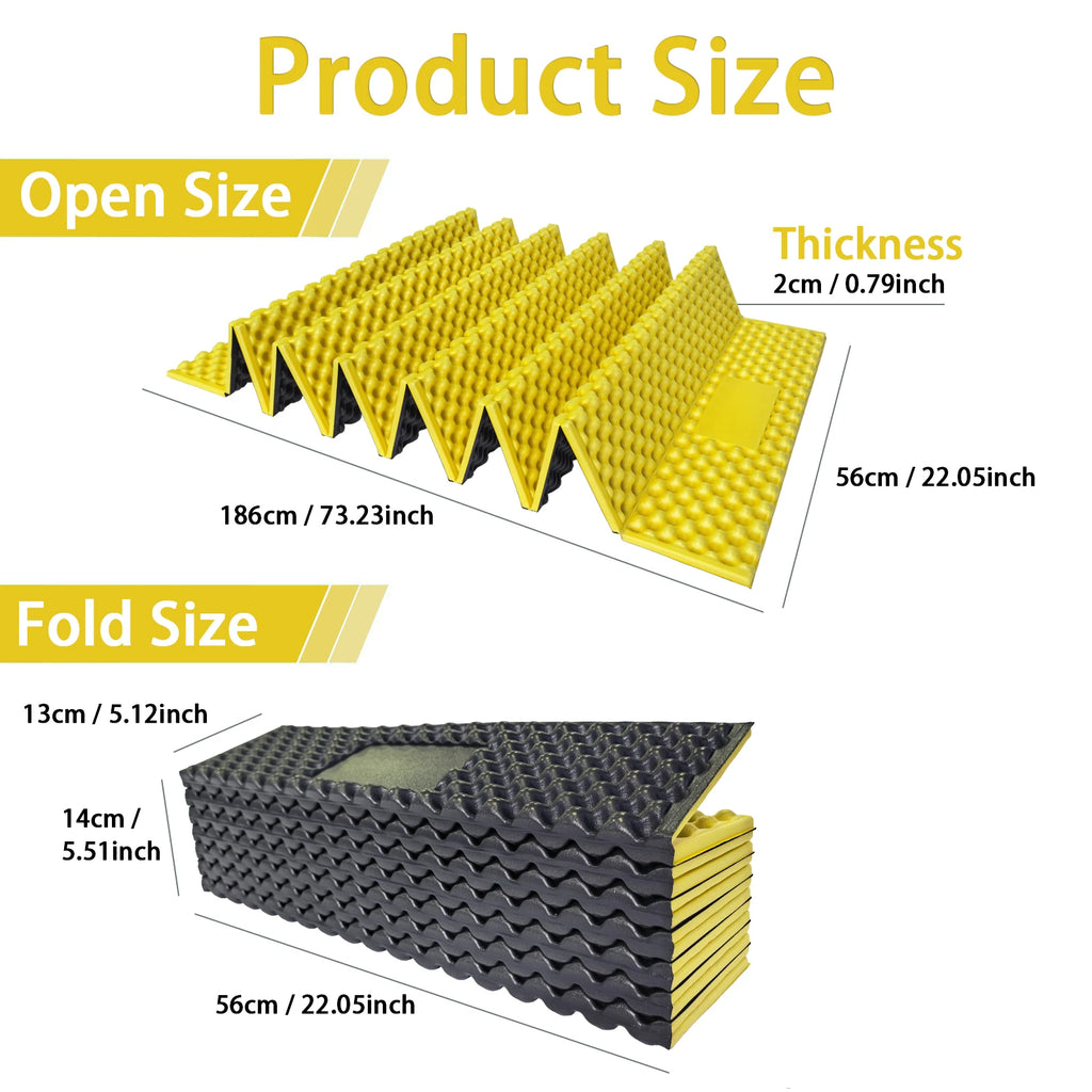 Egg-Crate Foam Sleeping Mat — R 2.5 With Reflective Foil, 330 g, Folds to 56 × 14 cm