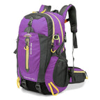 Hiking Backpack 40 L — Water-Repellent Nylon, Padded Back, Hip Belt, Pole and Sleeping Bag Straps