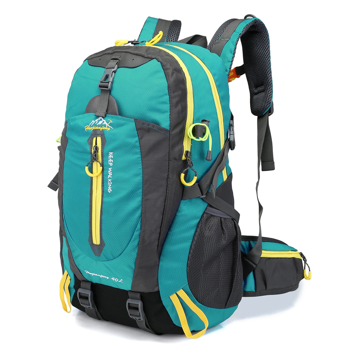 Hiking Backpack 40 L — Water-Repellent Nylon, Padded Back, Hip Belt, Pole and Sleeping Bag Straps