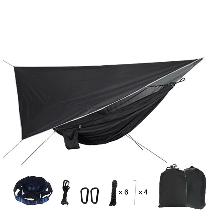 Hammock With Mosquito Net and Rain Fly — 290 × 140 cm, 850 g, 230 × 210 cm PU 2000 mm Fly