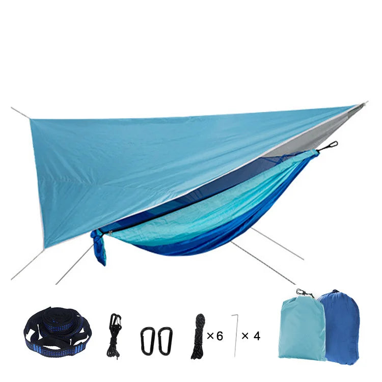 Hammock With Mosquito Net and Rain Fly — 290 × 140 cm, 850 g, 230 × 210 cm PU 2000 mm Fly