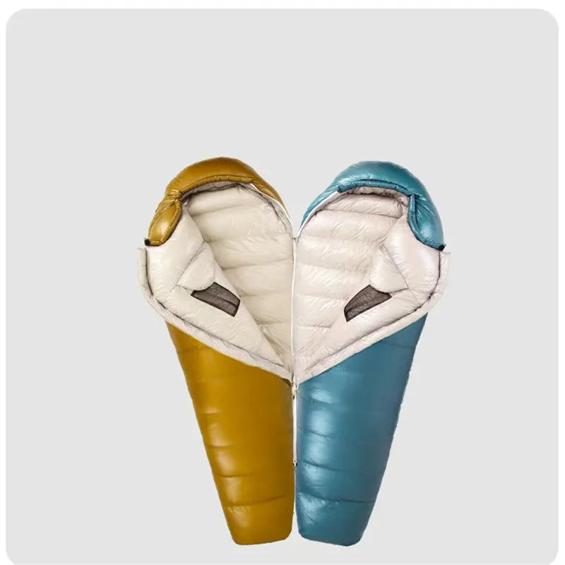 Water-Repellent Goose Down Mummy Bag — 10D Shell, 95% Goose Down, 400 to 1,300 g, 800 g to 1.7 kg