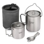 Titanium Cook Set — 750 ml Pot, 450 ml Mug and Spork, Nests in One Mesh Bag