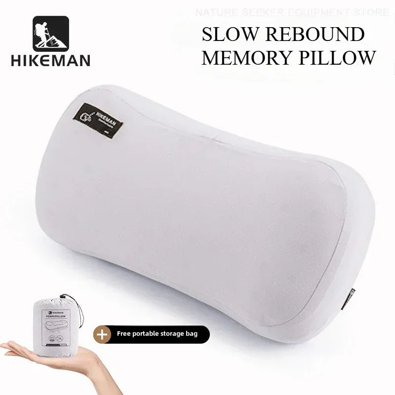 Memory Foam Camp Pillow — Contoured Neck Support, 43 × 19 cm, Washable Cover