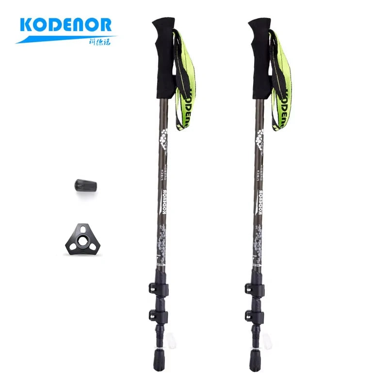 Carbon Trekking Poles, Lever Lock — Pair, 3 Sections, 63 to 135 cm, About 170 g Each