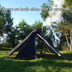 1 Person Pyramid Hot Tent — Stove Jack, Two Doors, 210T Silver-Coated Fly, Aluminium Pole