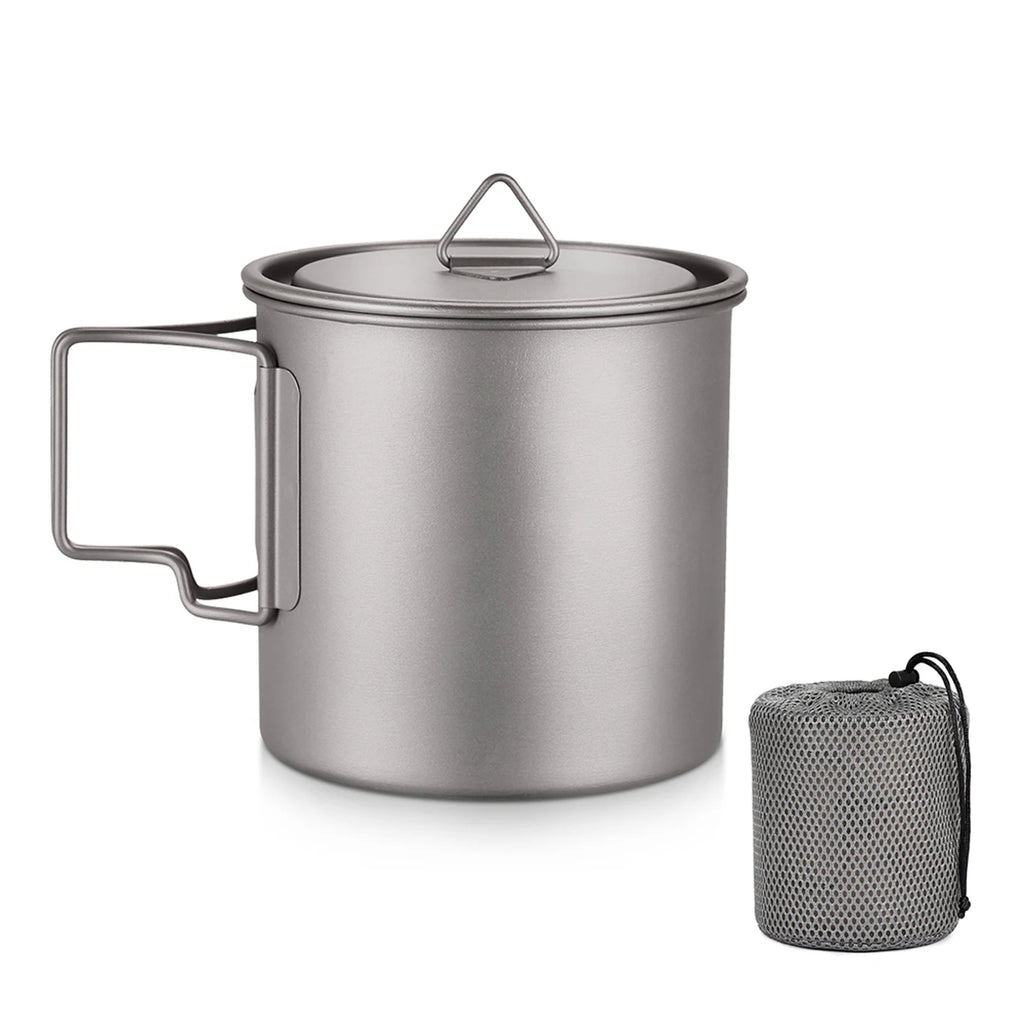 Titanium Mug With Lid — 300 to 750 ml, 75 to 121 g, Folding Handles