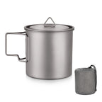 Titanium Mug With Lid — 300 to 750 ml, 75 to 121 g, Folding Handles