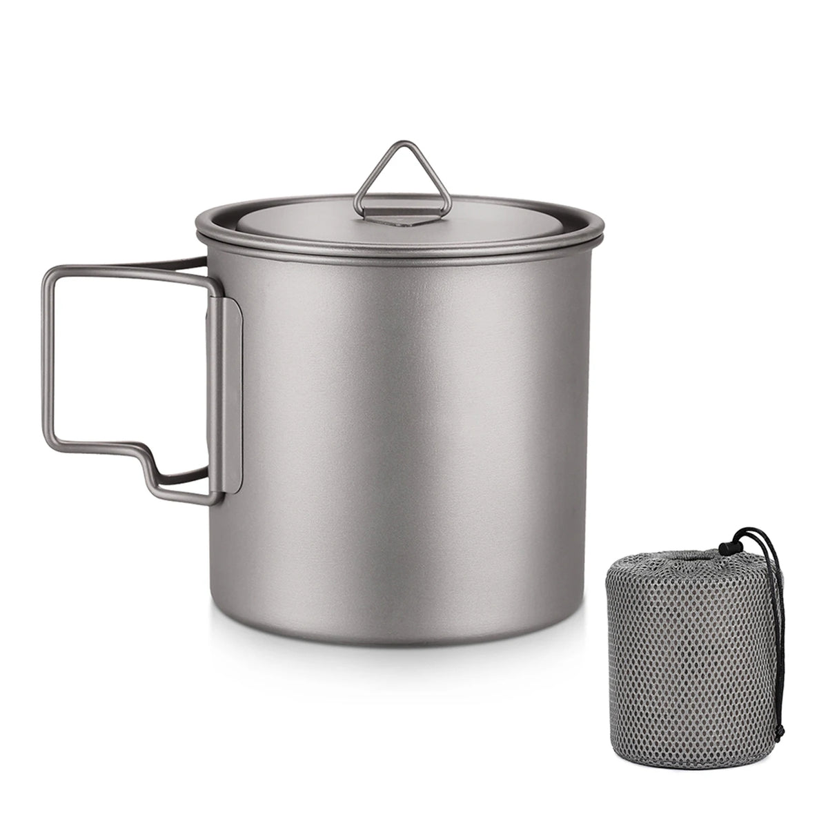Titanium Mug With Lid — 300 to 750 ml, 75 to 121 g, Folding Handles