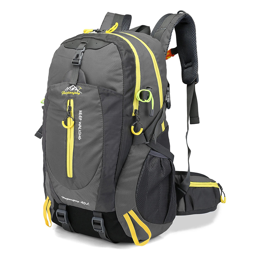 Hiking Backpack 40 L — Water-Repellent Nylon, Padded Back, Hip Belt, Pole and Sleeping Bag Straps