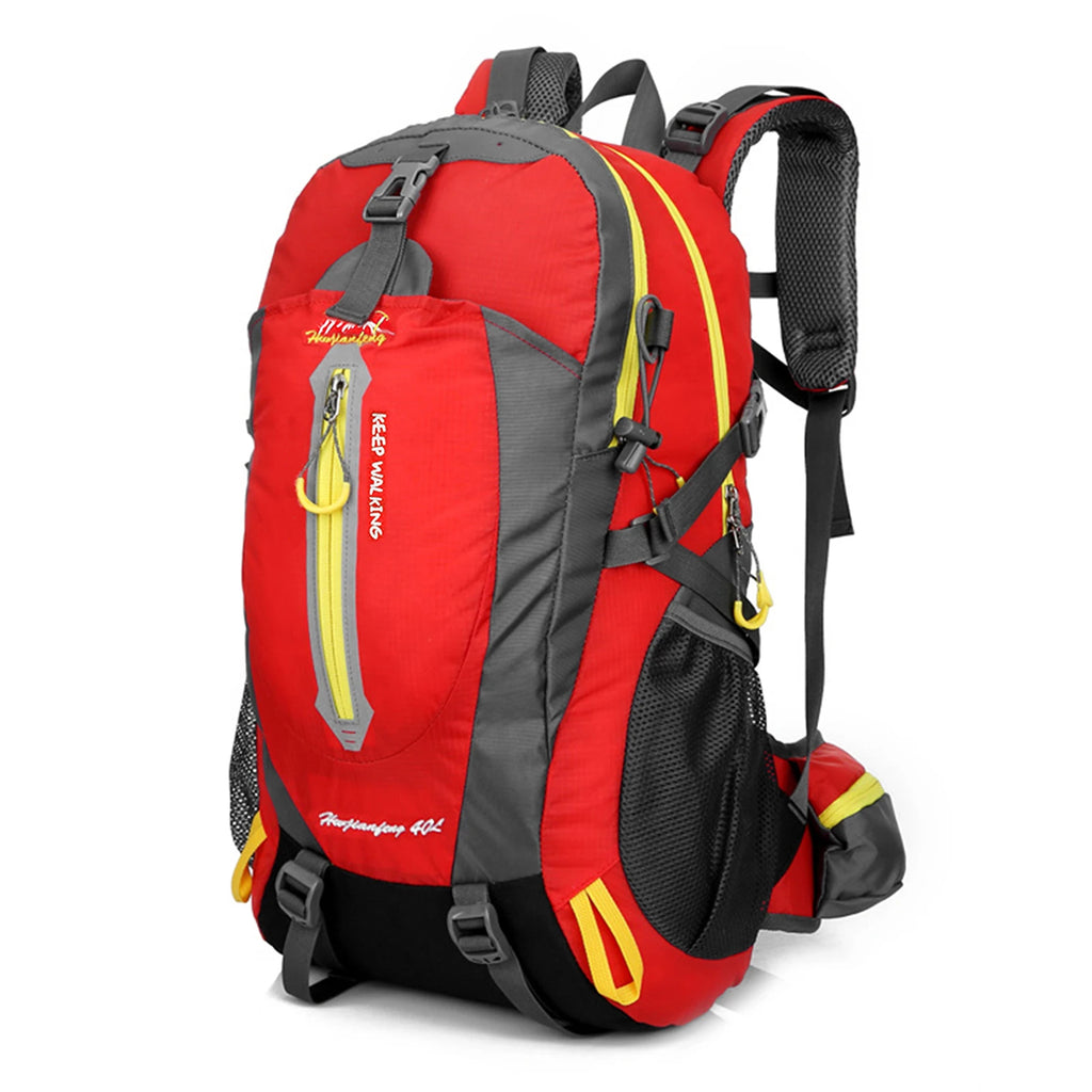 Hiking Backpack 40 L — Water-Repellent Nylon, Padded Back, Hip Belt, Pole and Sleeping Bag Straps