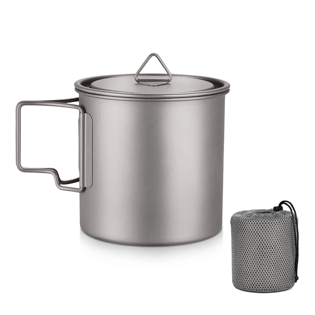 Titanium Mug With Lid — 300 to 750 ml, 75 to 121 g, Folding Handles