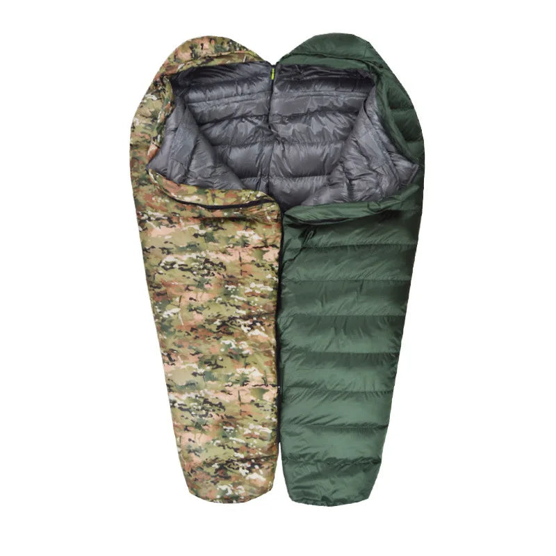 Extreme Cold Duck Down Mummy Bag — 1,500 or 2,000 g of 90% Duck Down, for Deep Winter