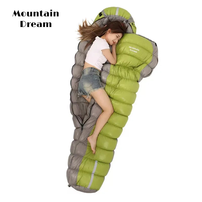 Oversized Goose Down Mummy Bag — 220 × 90 cm, 95% Goose Down, 400 to 1,200 g
