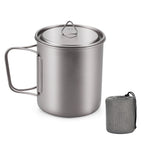 Titanium Mug With Lid — 300 to 750 ml, 75 to 121 g, Folding Handles