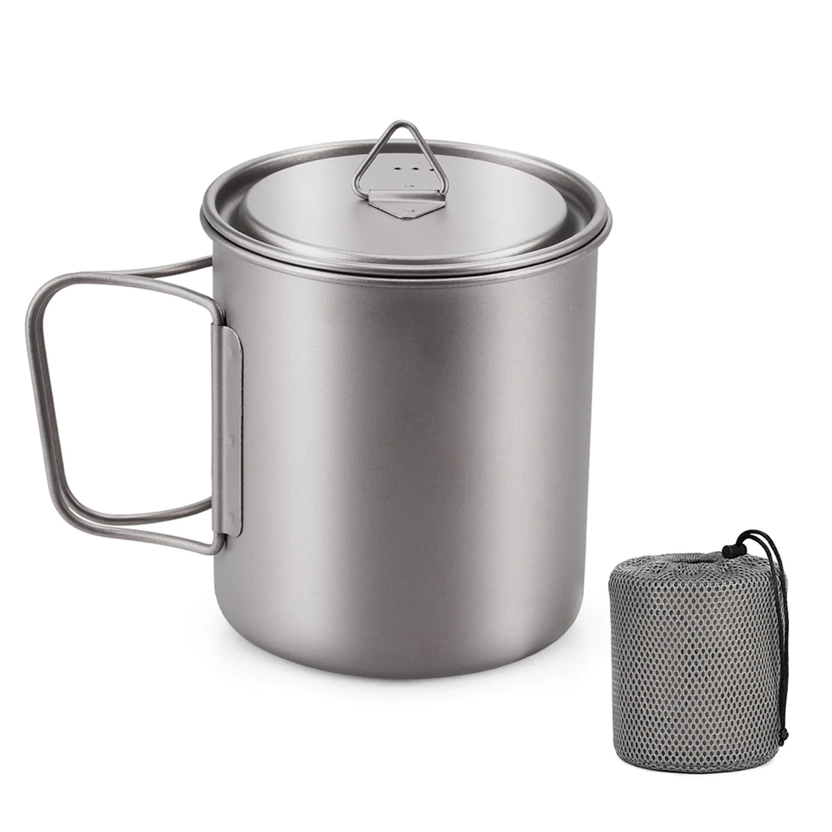 Titanium Mug With Lid — 300 to 750 ml, 75 to 121 g, Folding Handles