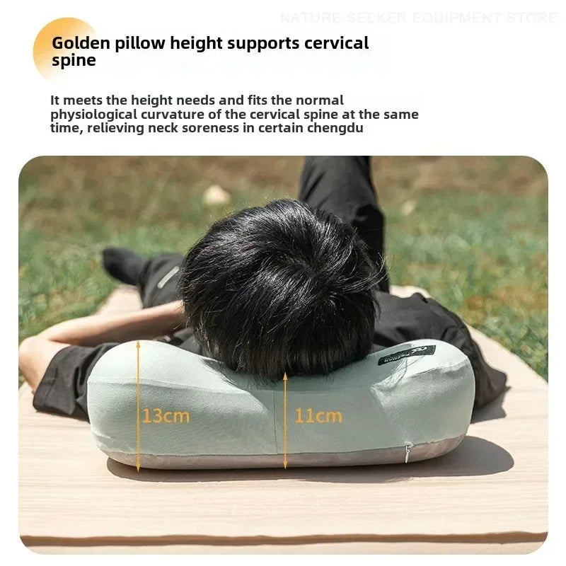 Memory Foam Camp Pillow — Contoured Neck Support, 43 × 19 cm, Washable Cover