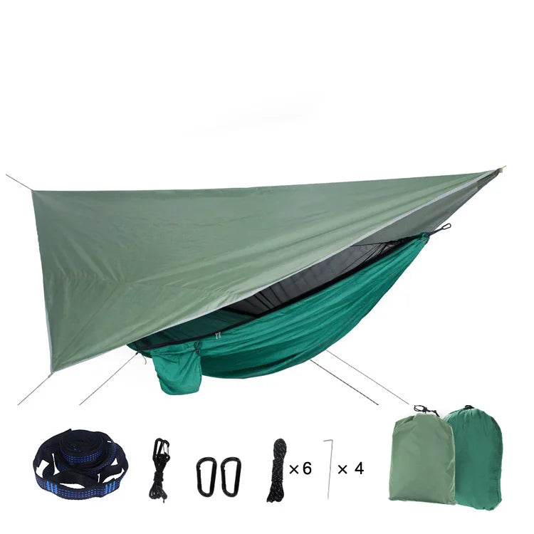 Hammock With Mosquito Net and Rain Fly — 290 × 140 cm, 850 g, 230 × 210 cm PU 2000 mm Fly