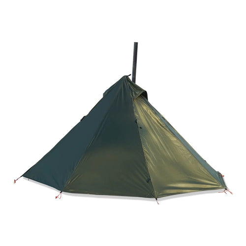 1 Person Pyramid Hot Tent — Stove Jack, Two Doors, 210T Silver-Coated Fly, Aluminium Pole