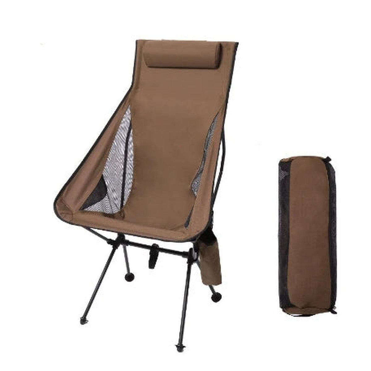 High-Back Camp Chair With Headrest — 1.5 kg, Aluminium Frame, 150 kg Load, Side Pocket