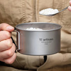 Titanium Bowl With Folding Handles — 450 or 600 ml, Pure Titanium, Stove-Safe