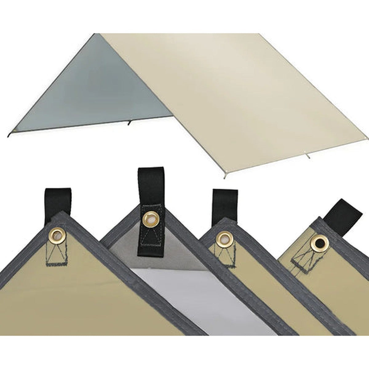 Waterproof Camping Tarp — Silver-Coated 190T, PU 3500 mm, UV Block, 3 × 3 m to 4 × 4 m