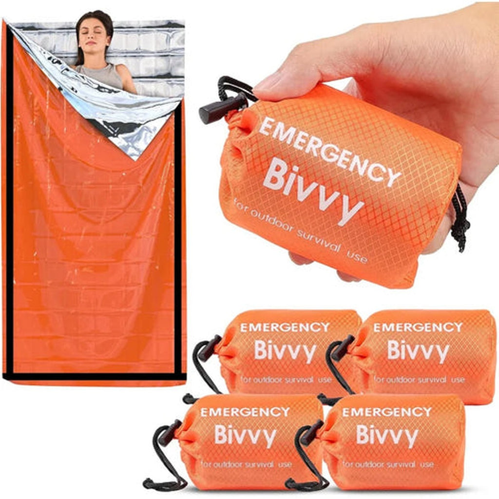 Emergency Bivy Bag — Reflective Lining, High-Visibility Orange, Packs in a Pouch