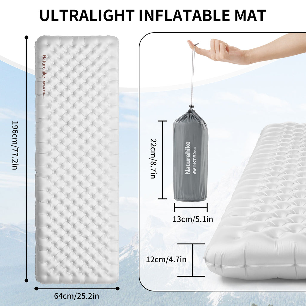 Naturehike TuYe R8.8 Inflatable Sleeping Mat — R-Value 8.8, 12 cm Thick, Mummy or Rectangular