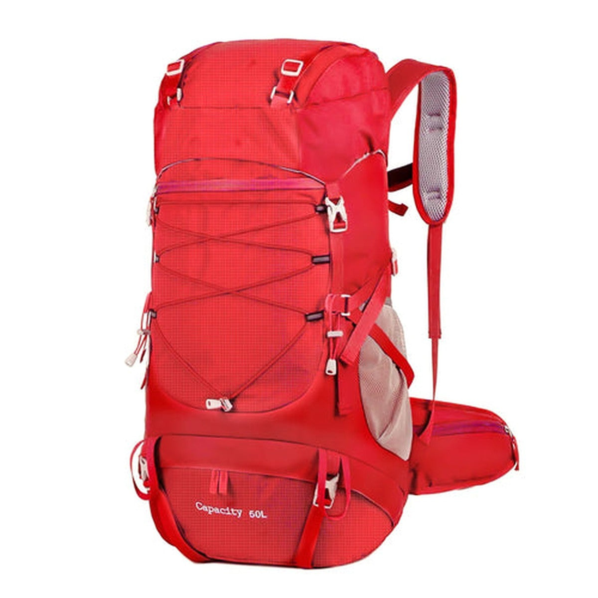 Hiking Backpack 50 L — 1 kg, Padded Hip Belt, Rain Cover Included