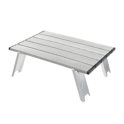 Mini Aluminium Camp Table — 39.5 × 28.5 cm, Rolls Up, Stove-Safe Top
