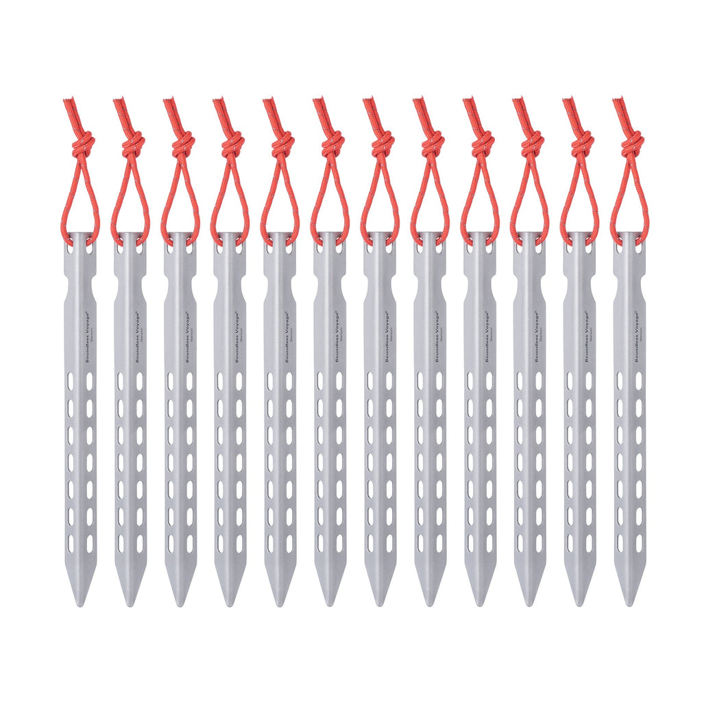 Boundless Voyage Ti4008P Titanium V Tent Stakes — 16.5 cm, About 10 g Each, Packs of 6, 8 or 12