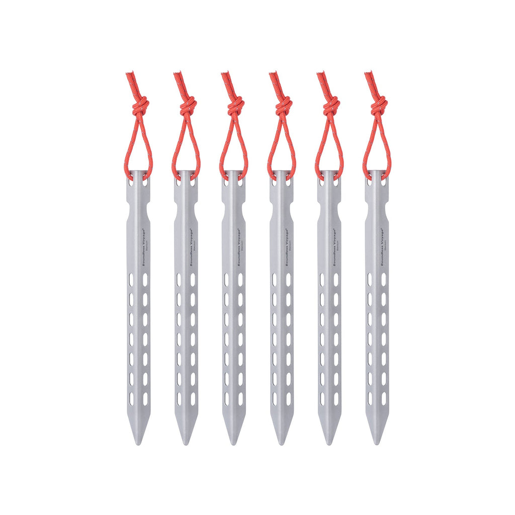 Boundless Voyage Ti4008P Titanium V Tent Stakes — 16.5 cm, About 10 g Each, Packs of 6, 8 or 12