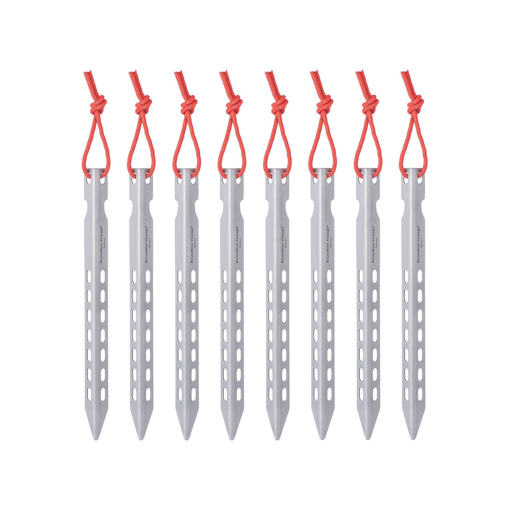 Boundless Voyage Ti4008P Titanium V Tent Stakes — 16.5 cm, About 10 g Each, Packs of 6, 8 or 12