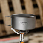 Titanium Bowl With Folding Handles — 450 or 600 ml, Pure Titanium, Stove-Safe