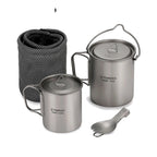 Titanium Cook Set — 750 ml Pot, 450 ml Mug and Spork, Nests in One Mesh Bag