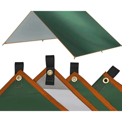 Waterproof Camping Tarp — Silver-Coated 190T, PU 3500 mm, UV Block, 3 × 3 m to 4 × 4 m